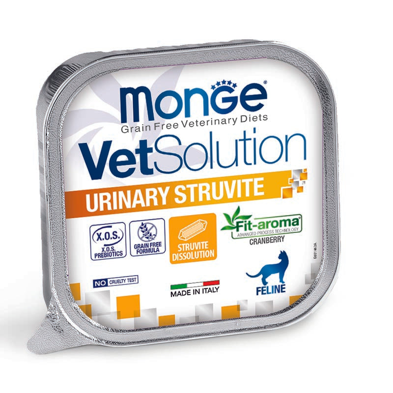 Monge VetSolution Urinary Struvite umido gatto 100g, con mirtillo rosso, nucleotidi e supporto urinario Monge VetSolution Urinary Struvite umido gatto 100g, con mirtillo rosso, nucleotidi e supporto urinario